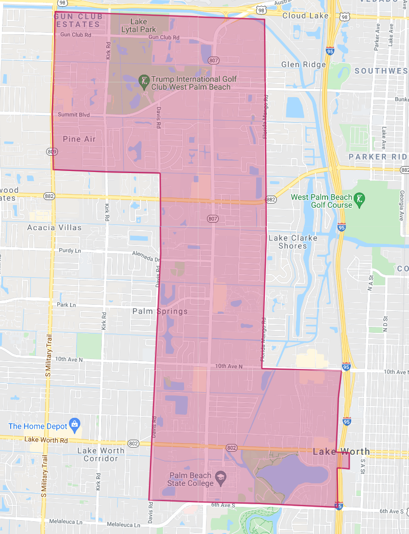 Geofence of lake worth service area